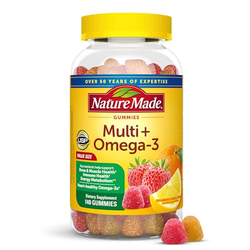 Multivitamin + Omega-3, Dietary Supplement for Daily Nutritional Support, 140 Gummy Vitamins and Minerals, 70 Day Supply (Pack of 1)