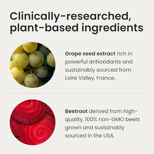 humanN SuperBeets Heart Chews, Nitric Oxide and Blood Pressure Support, Grape Seed Extract &amp; Non-GMO Beet Root Powder Energy Supplement, Pomegranate Berry Flavor, 60 Count