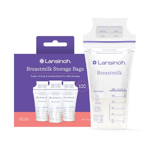 Breastmilk Storage Bags, 100 Count, Baby Essentials, Fast Freeze &amp; Thaw Breast Milk Bags for Baby Bottle Feeding, Superior Strength &amp; Stretch, 6 Ounce