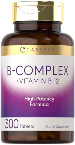 Carlyle B-Complex Vitamin with B12 | 300 Tablets | High Potency Formula | Vegetarian and Non-GMO Supplement