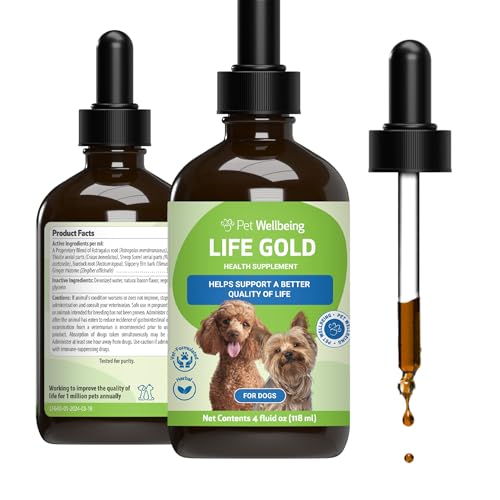 Life Gold for Dogs - Immune Support, Antioxidants, Normal Detoxification, Cellular Health, Astragalus - Veterinarian-Formulated Herbal Supplement 4 oz (118 ml)