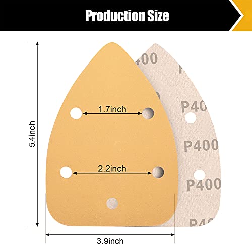 30 Pcs Mouse Sander Sandpaper, 400 Grit Detail Sander Sandpaper Hook and Loop Sandpaper Mouse Sander Pad for Detail Sander 5 Inch 5 Holes
