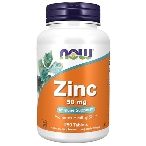 NOW Supplements, Zinc 50 mg, Tablets 250 Count (Pack of