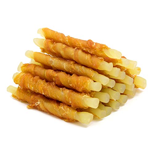 Rawhide Free Treats for Dogs, Chicken Wrapped Cod Sticks Dog Treats, Soft Chewy Treats for Training Rewards, 10.6 oz (Chicken)