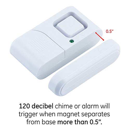 General Electric, 4 Pack, DIY Protection, Burglar Alert, Wireless, Chime, Easy Installation, Home, 45174 Personal Security Window and Door Alarm, White, 4