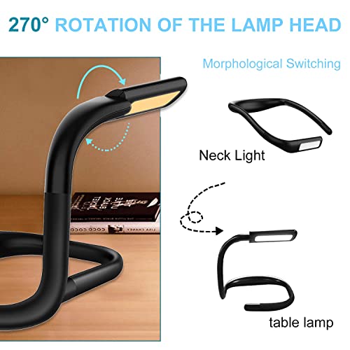 LED Neck Reading Light,Book Light In Bed,Adjustable Brightness Desk Lamp,3 Color with Bendable Arms,Suitable for Repairing,Night Running,Walking,Knitting,Camping (1PCS)