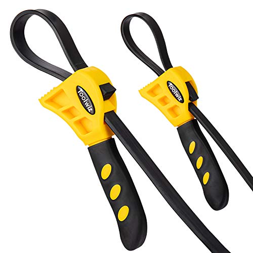 Strap Wrench Set, Adjustable Rubber Strap Wrench Upgrade 2pcs 24 in and 19.7 in Length Reinforced Rubber Belt, Jar Opener for Weak Hands, Pipe Wrench for Plumbers Oil Filter Wrench