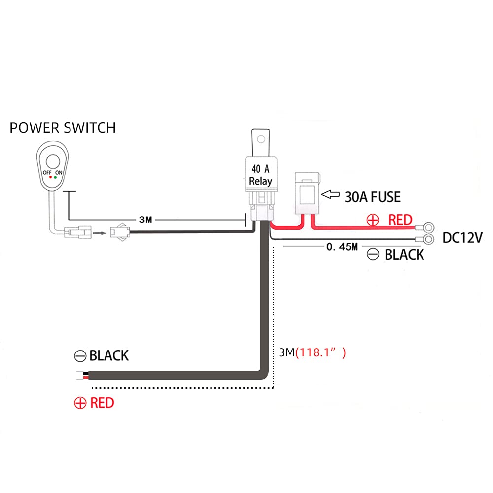 LED Work Lights Bar Wiring Harness Kit 1 Leads DC12V 40