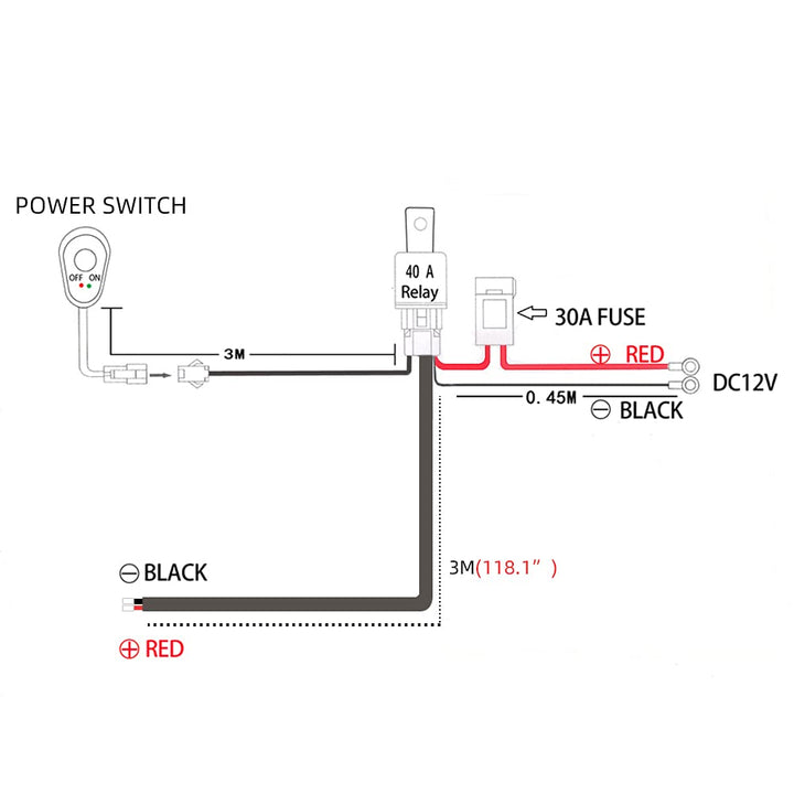 LED Work Lights Bar Wiring Harness Kit 1 Leads DC12V 40
