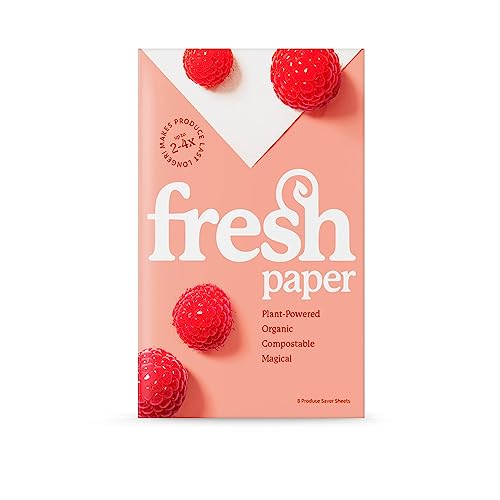 FRESHPAPER Keeps Fruits &amp; Vegetables Fresh for 2-4x Longer, 8 Reusable Food Saver Sheets for Produce (1 Pack), Made in the USA by The FRESHGLOW Co