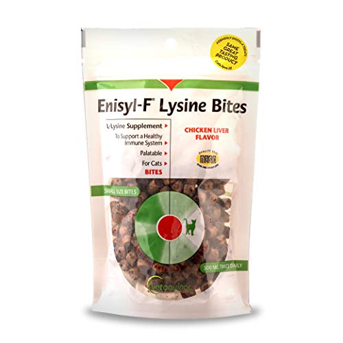 Enisyl-F Lysine Bites: L-Lysine Chews for Cats & Kittens - Chicken Liver-Flavor, 6.4oz (180g) Recloseable Bag