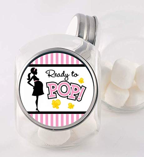 Classic Ready to Pop Stickers | Many Sizes & Colors to Choose from | Baby Shower Stickers for Popcorn | Ready to Pop Stickers for a Girl or boy (Pink, 1.67)