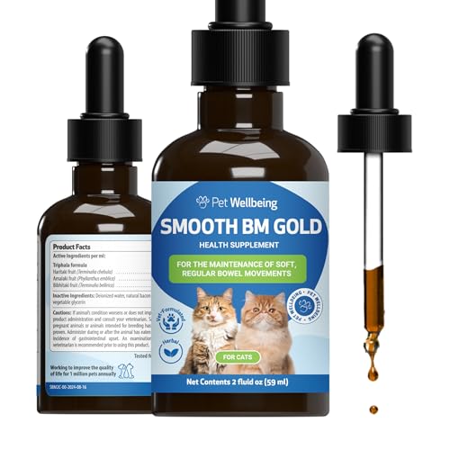 Smooth BM Gold for Cats - Gentle Constipation Relief for Felines - Natural Herbal Supplement 2 oz (59 ml)