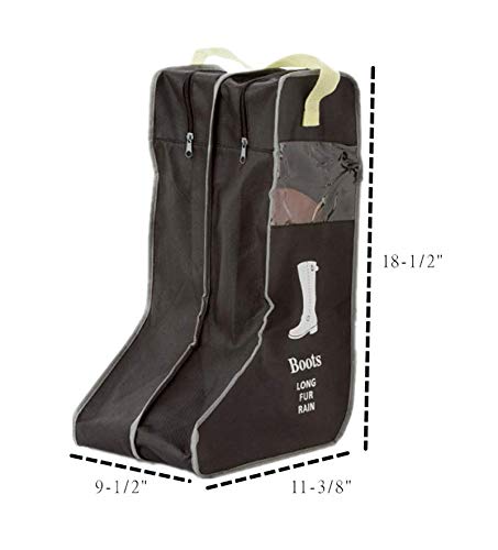 Portable 2 Pair Boot Storage Bags Dust Proof Shoe Bags,Zippered Tall Boots Organizer Protector Bag for Home and Travel (black)