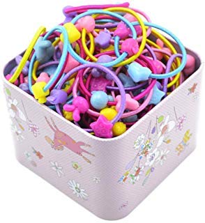 SYBL 1 Box with 100PCS Cute Girls Hair Tie Hair Ponytail Holder Terry Elastic Hair Band for Girl Women Baby Teen Kid Toddler Multi Color At Random