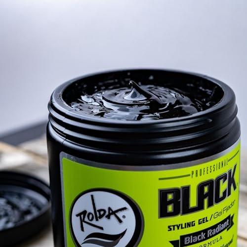 Black Styling Hair Gel - Medium To Strong Hold With Medium Shine For a Wet Slicked Back Look With All Day Hold - Activated Black Charcoal Covers Grey Hair Instantly 17.6oz