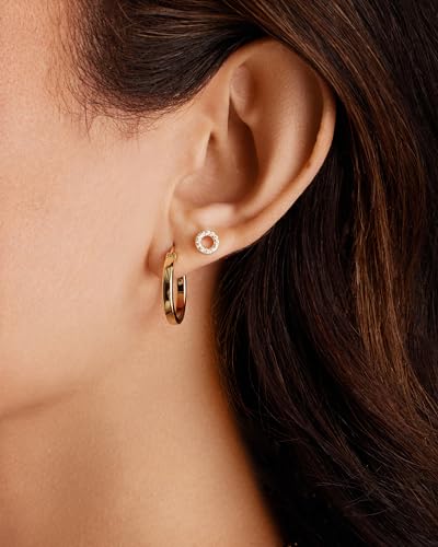 14K Yellow Gold Plated 925 Sterling Silver Post Lightweight Hoops | 20mm | Yellow Gold Hoop Earrings for Women