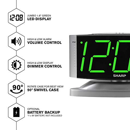 Sharp Home LED Digital Alarm Clock – Swivel Base - Outl