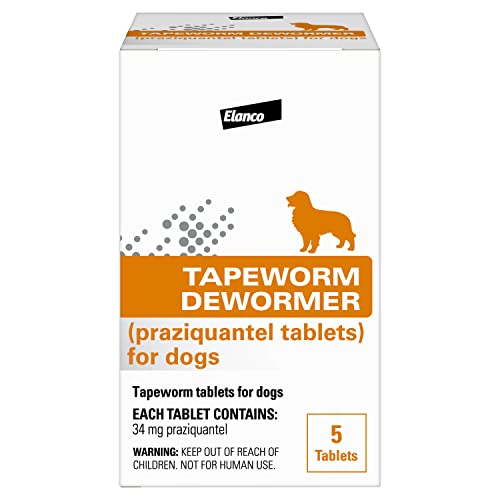 Tapeworm Dewormer (praziquantel tablets) for Dogs, 5 Count (Pack of 1) Praziquantel Tablets for Dogs and Puppies 4 Weeks and Older
