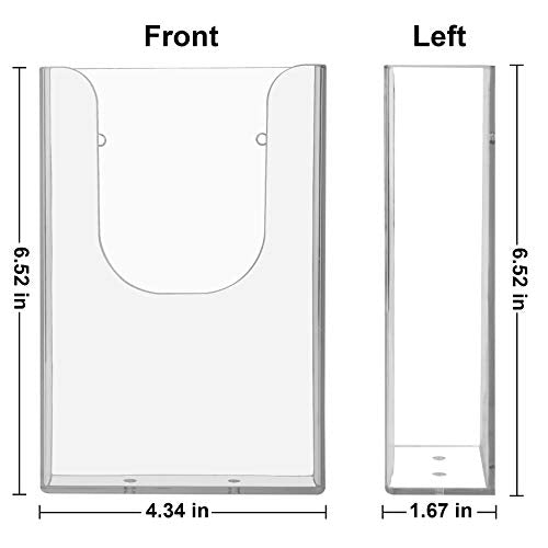Brochure Holder Wall Mount 6 Pack,4 x 6 Inches Acrylic Flyer Holder Magazine Booklet Display Stand Trifold Holder