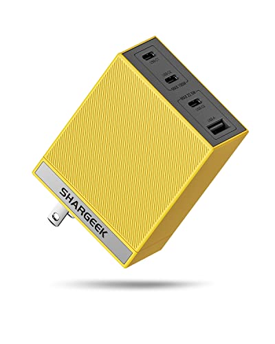 USB C Charger, 100W GaN Charger Fast Wall Charger, PPS PD 3.0 Quick Charge, Multiport Charger Block for MacBook Pro/Air, Dell XPS, Phone14/Pro, Pixel, iPad Pro, and More - Yellow