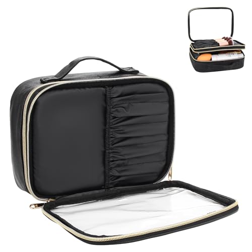 Travel Makeup Bag, Clear Makeup Organizer Bag Portable Cosmetic Bag, Cute Transparent Makeup Case For Women with Accessories