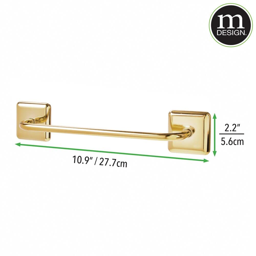 mDesign Stainless Adhesive Towel Holder - Space Saving 
