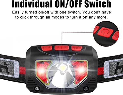 Rechargeable LED Headlamp Flashlight, 2-Pack 1000 Lumen Super Bright Motion Sensor Head Lamp, IPX5 Waterproof, Bright White Cree Led &amp; Red Light Perfect for Running, Camping, Hiking &amp; More