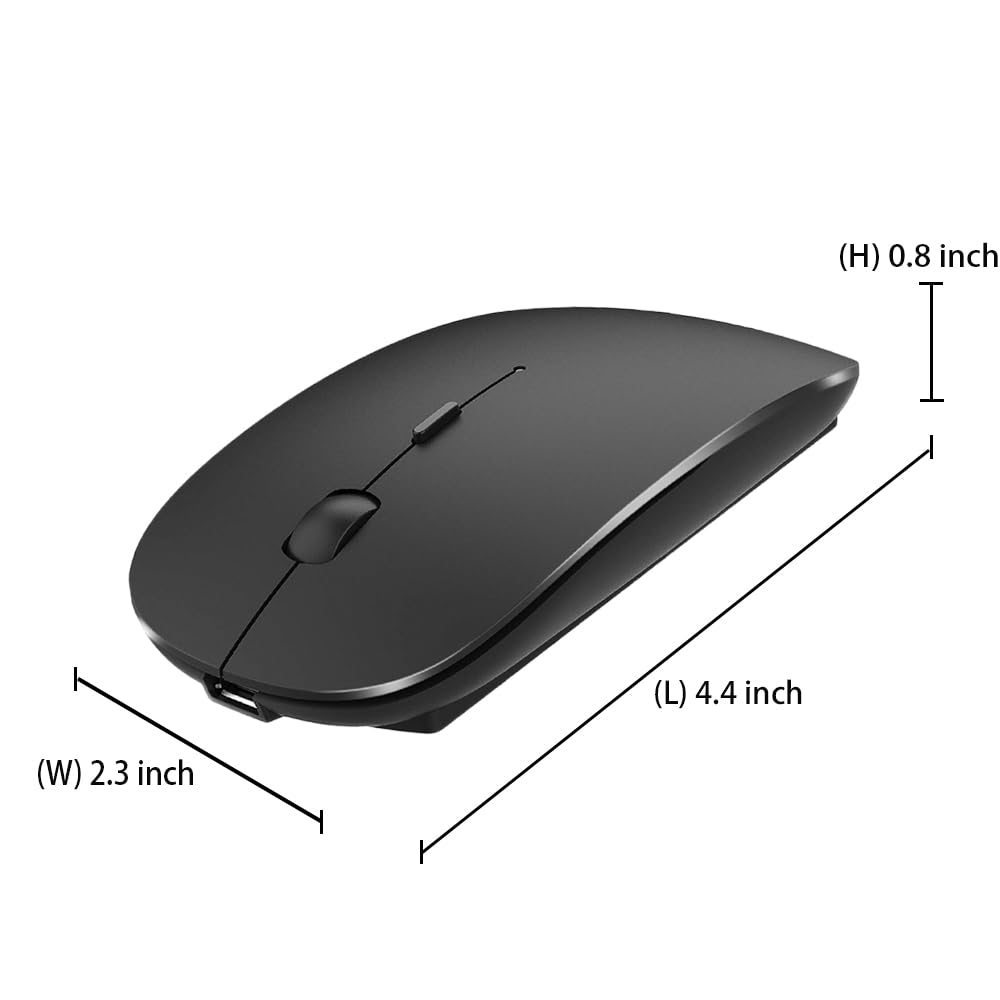 Rechargeable Bluetooth 5.2/3.0/Type-C/USB-2.4G Mouse for MacBook/MacBook air/Pro/iPad, Wireless Mouse for Laptop/Notebook/pc/iPad/Chromebook (Black)