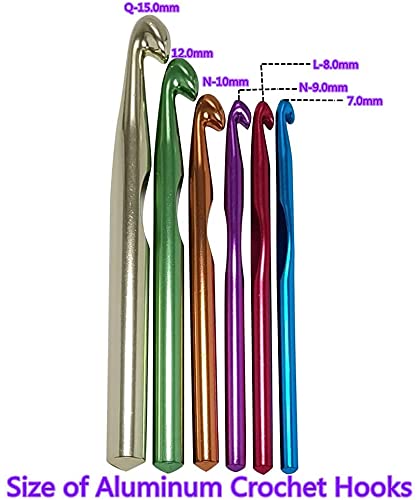Large Aluminum Crochet Hooks Set 7mm, 8mm, 9mm,10mm, 12mm, 15mm, Big Standard Size Crochet Hooks
