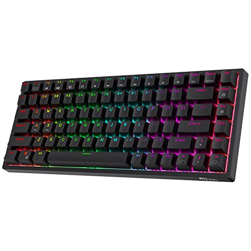 RK84 RGB 75% Triple Mode BT5.0/2.4G/USB-C Hot Swappable Mechanical Keyboard, 84 Keys Wireless Gaming Keyboard, Tactile Brown Switch