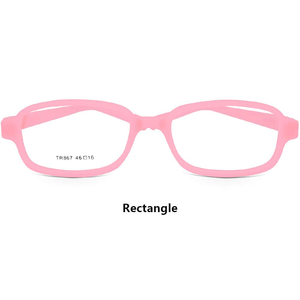 Children Optical Glasses Frame TR90 Flexible Bendable One-piece Safe Eyeglasses Girls Boys Square Pink