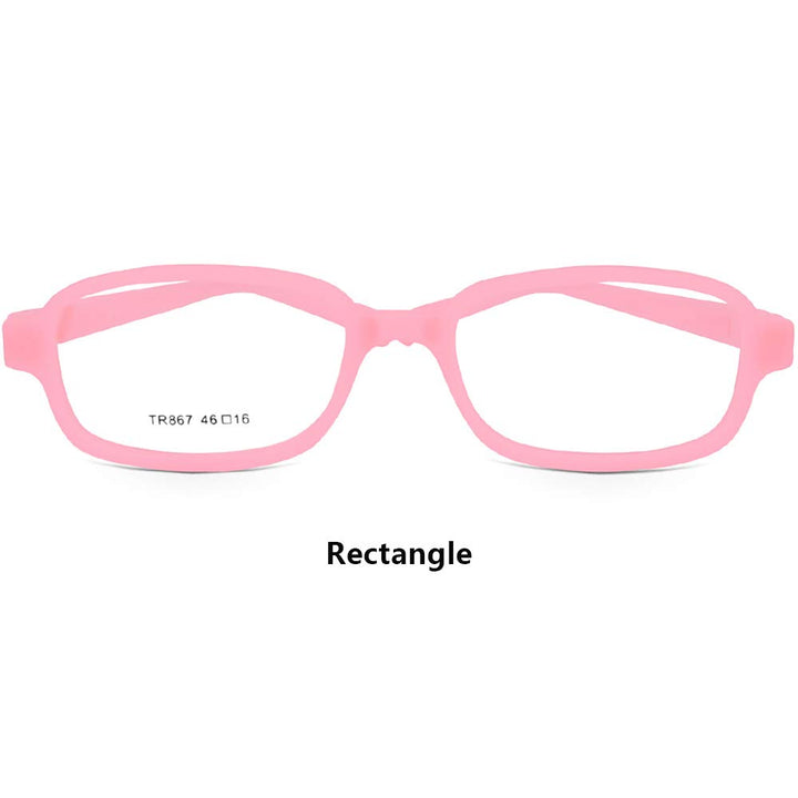 Children Optical Glasses Frame TR90 Flexible Bendable One-piece Safe Eyeglasses Girls Boys Square Pink
