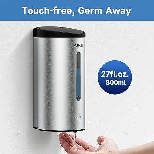 Wall-Mount Automatic Liquid Soap Dispenser 27oz Large Capacity Brushed Stainless Steel Finish Model AK1205