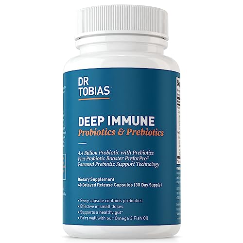 Deep Immune Probiotics & Prebiotics, Dual Action Digestion & Immune Support with PreforPro Prebiotics & Delayed Release Spore Forming Probiotics for Women & Men, 60 Capsules, 30 Servings