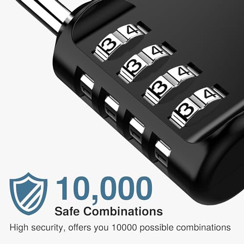2 Pack Combination Lock 4 Digit Locker Lock Outdoor Waterproof Padlock for School Gym Locker, Sports Locker, Fence, Toolbox, Gate, Case, Hasp Storage (Black)