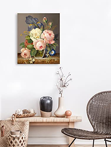 Paint by Number for Adults Beginner Students,Ideal Gift Choice for Birthday and Any Festival, DIY Acrylic Painting Kit for Hoom Decor Canvas ONLY -16x20inch, Flowers