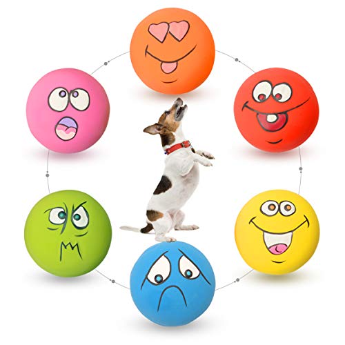 Latex Dog Squeaky Toys Rubber Soft Dog Toys Chewing Squeaky Toy Fetch Play Balls Toy for Puppy Small Pets 6pcs for Mini, Small Breeds, 2.28*2.28*1.30