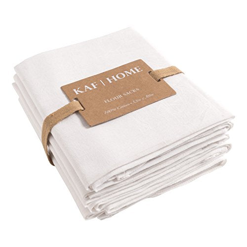 Flour Sack Kitchen Towels, White, Set of 4, 100% Cotton