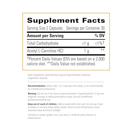 Acetyl L-Carnitine - Supports Mental Function* - Supports Cellular Energy Production* - Vegan - 60 Capsules