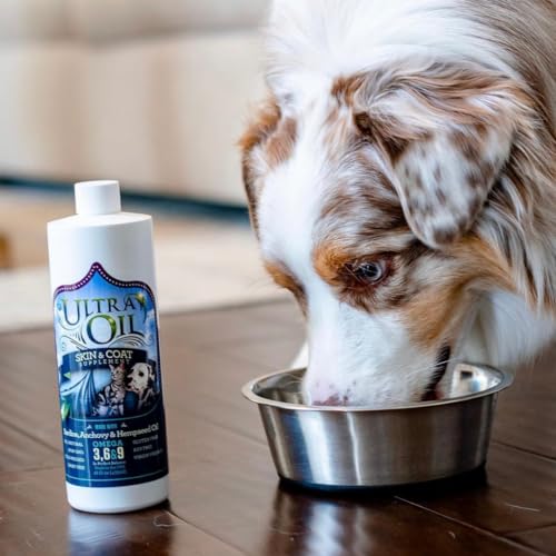 Ultra Oil Dog &amp; Cat Supplement with Hemp, Flaxseed &amp; Fish Oils - 32oz - For Dry Skin, Dull Coat, Hot Spots, Dandruff, Allergies