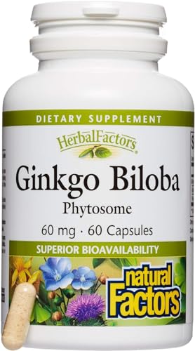 HerbalFactors by Natural Factors, Ginkgo Biloba Phytosome, Supports Circulation and Brain Health, 60 capsules (60 servings)