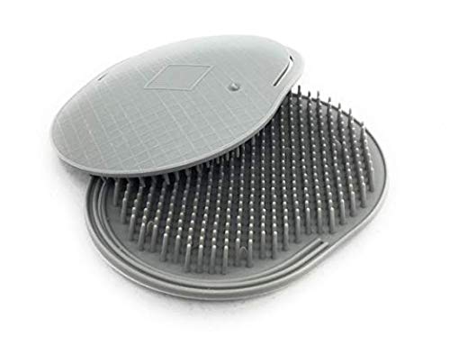 GBS Soft Pocket Shower Palm Hair Brush. Massage &amp; Head Scratcher. 4-Pack - 2 Gray 2 Black Shower Shampoo Brush - Head Scrubber Promotes Hair Growth. Multi Use for Women Men Beard !