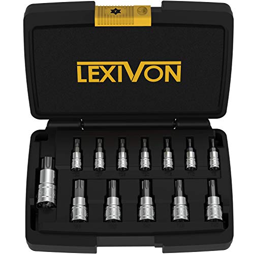Torx Bit Socket Set, Premium S2 Alloy Steel | 13-Piece Star T8 - T60 Set | Enhanced Storage Case (LX-143)
