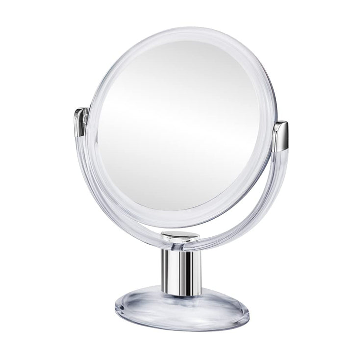 Double Sided Magnifying Makeup Mirror, 1X &amp; 10X Magnification with 360 Degree Rotation- Clear &amp; Transparent