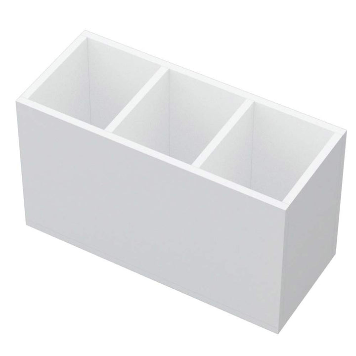 Acrylic Pen Holder 3 Compartments, White Pencil Organizer Cup for Countertop Desk Accessory Storage