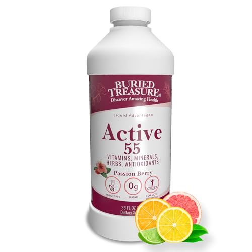 Active 55 Plus - 32 serv, Liquid Multivitamin for Seniors, Vegan, Sugar-Free, Natural Immune Support, Vitamins &amp; Super-Foods Blend