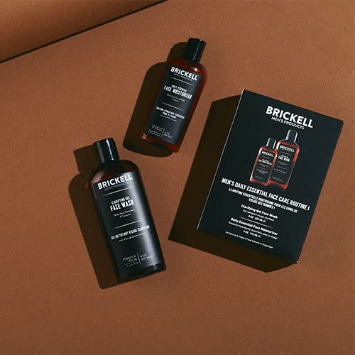 Brickell Men&#39;s Daily Essential Face Care Routine I, Gel Facial Cleanser Wash and Face Moisturizer Lotion, Men&#39;s Skincare Gift Set Natural and Organic, Scented