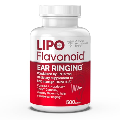 Plus,Tinnitus Relief for Ringing Ears, OTC Flavonoid Ear Health Vitamins, Vitamin C, Clinically Proven Formula, Doctor Recommended, 500 Caplets