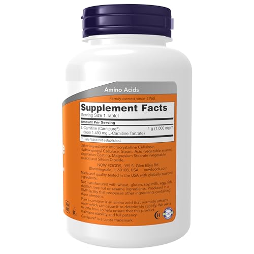 Supplements, L-Carnitine 1,000 mg, Purest Form, Amino Acid, Fitness Support*, 100 Tablets